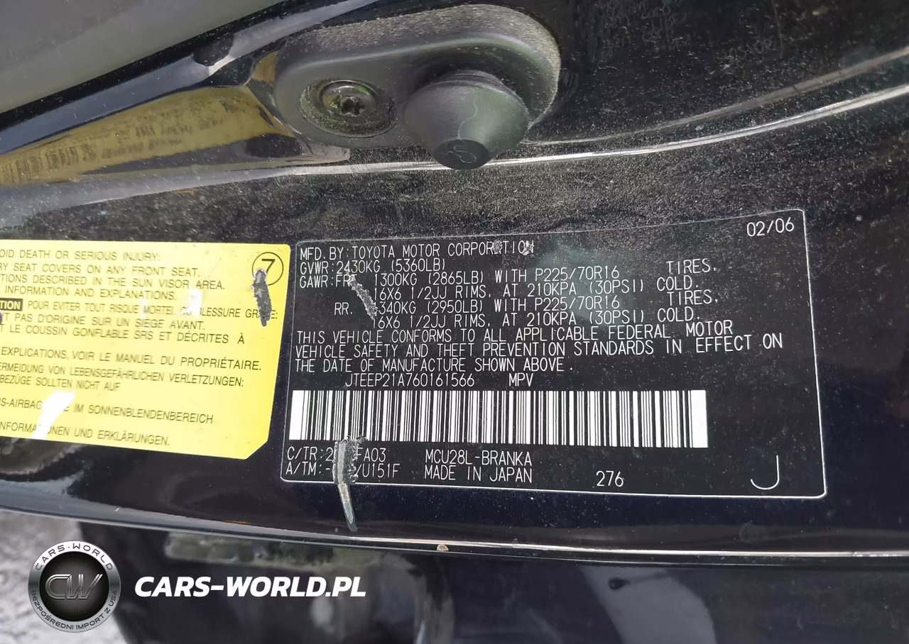 2006 Toyota Highlander V6 VIN:JTEEP21A760161566 - 9