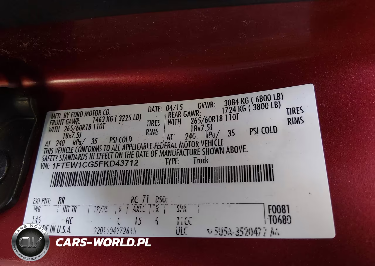 2015 Ford F-150 Lariat VIN:1FTEW1CG5FKD43712 - 9