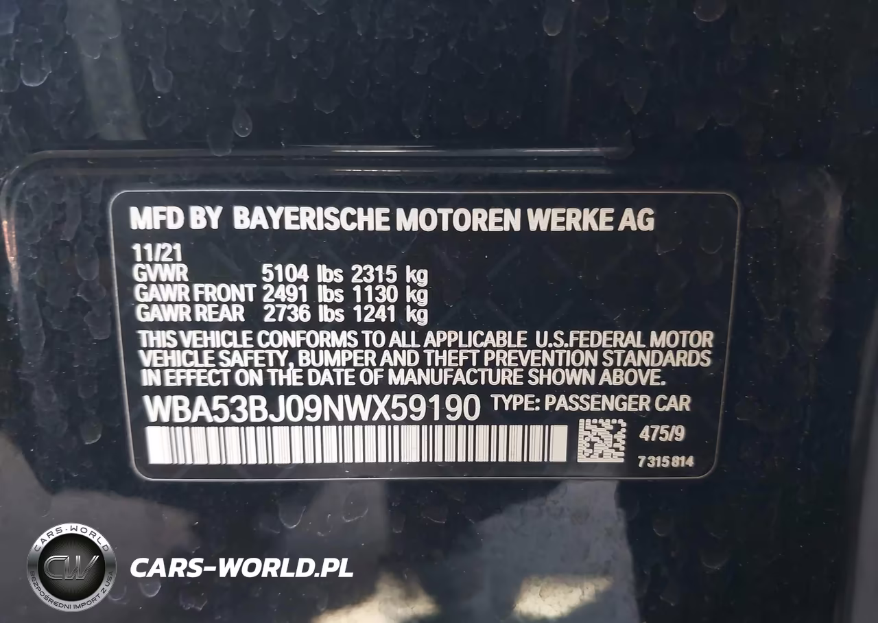2022 BMW 540 I VIN:WBA53BJ09NWX59190 - 9
