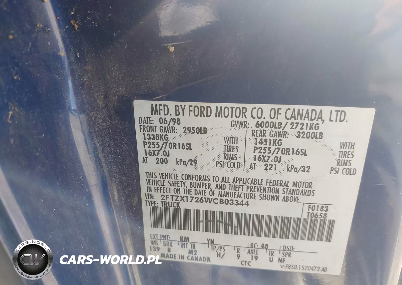 1998 Ford F-150 Standard-Xl-Xlt VIN:2FTZX1726WCB03344 - 9