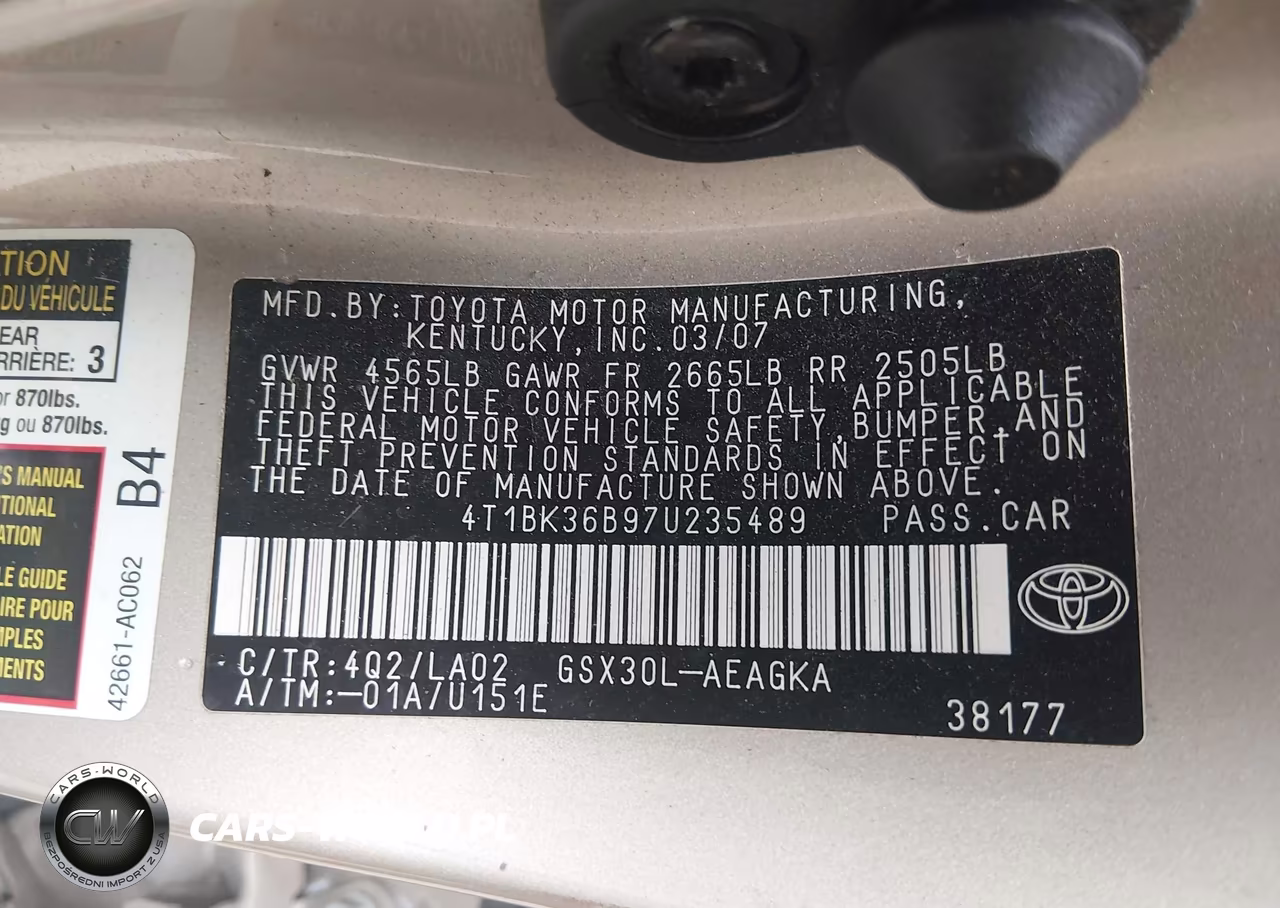 2007 Toyota Avalon Xls VIN:4T1BK36B97U235489 - 9
