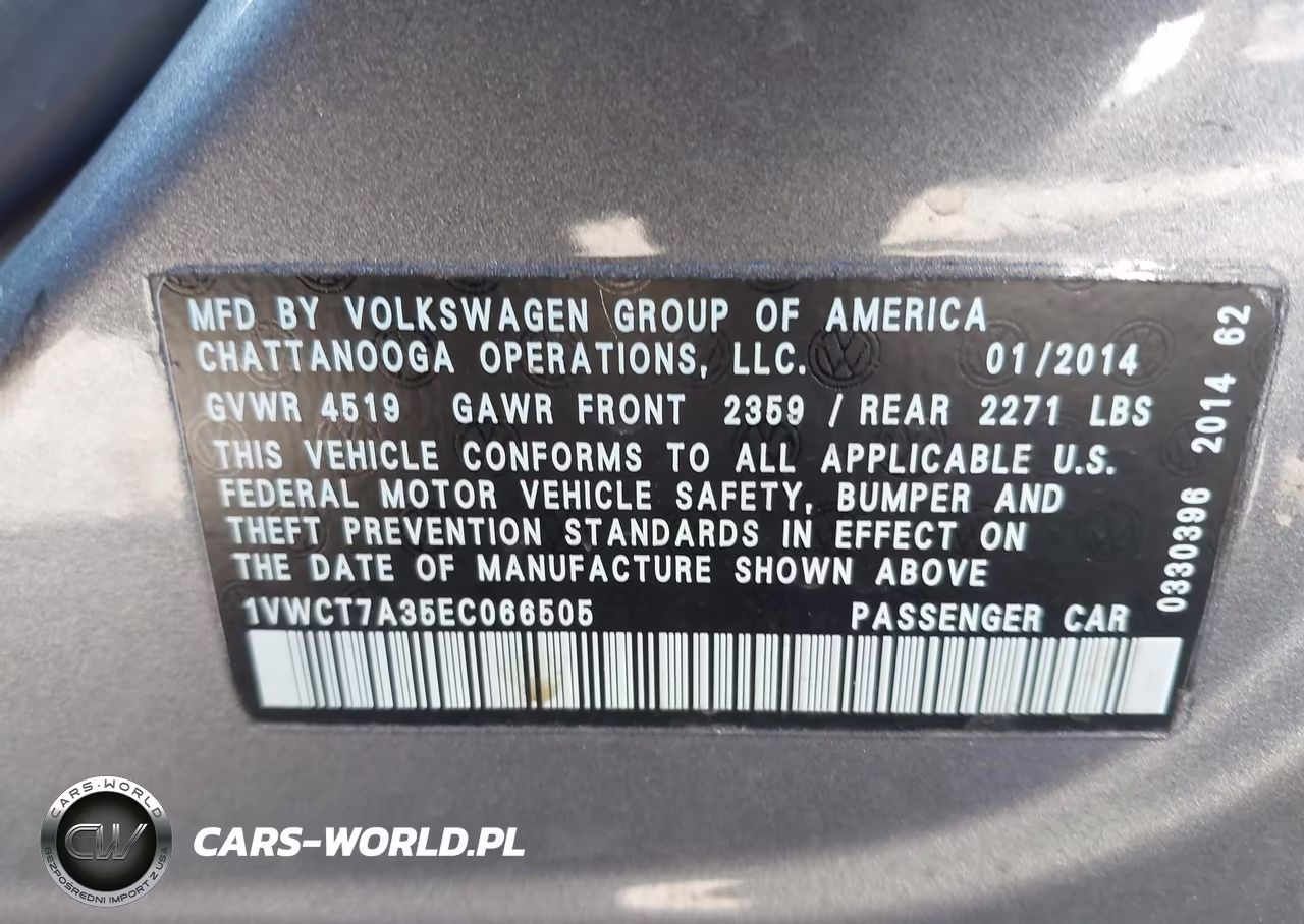 2014 Volkswagen Passat 1.8T Sel Premium VIN:1VWCT7A35EC066505 - 9