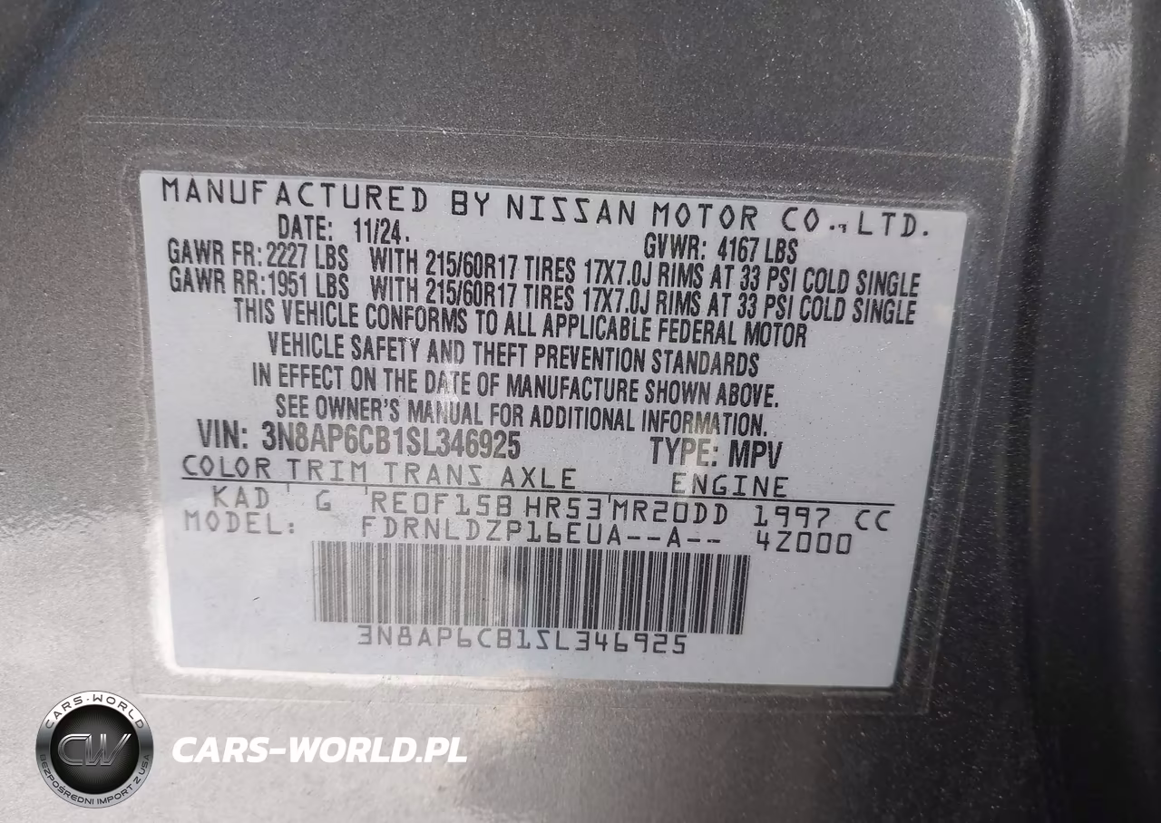 2025 Nissan Kicks Sv Intelligent Awd VIN:3N8AP6CB1SL346925 - 9