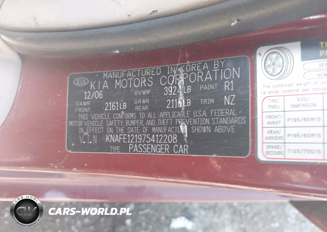 2007 Kia Spectra Ex VIN:KNAFE121975412208 - 9