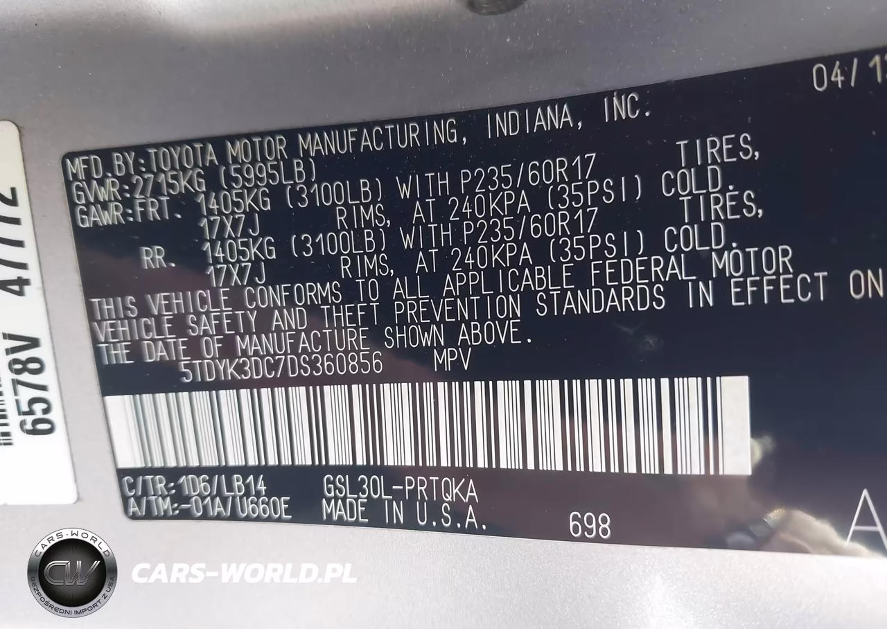 2013 Toyota Sienna Xle V6 8 Passenger VIN:5TDYK3DC7DS360856 - 9