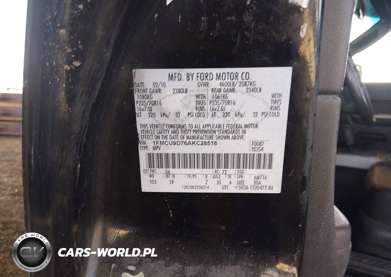 2010 Ford Escape Xlt VIN:1FMCU9D76AKC28518 - 9
