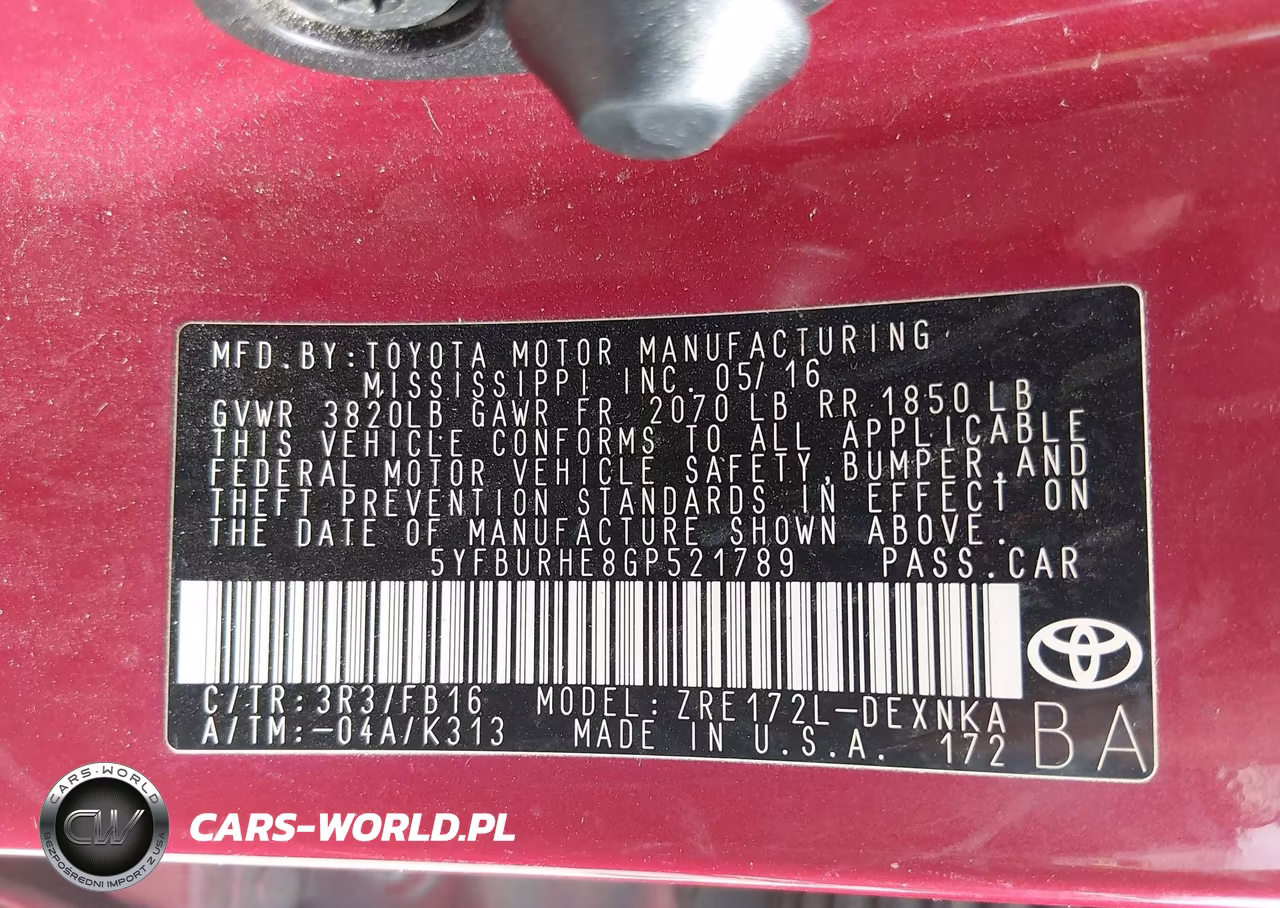 2016 Toyota Corolla Le VIN:5YFBURHE8GP521789 - 9