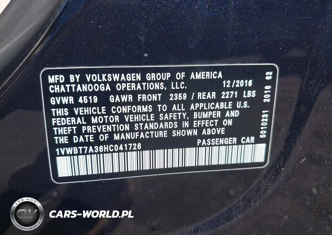 2017 Volkswagen Passat 1.8T Se VIN:1VWBT7A36HC041726 - 9
