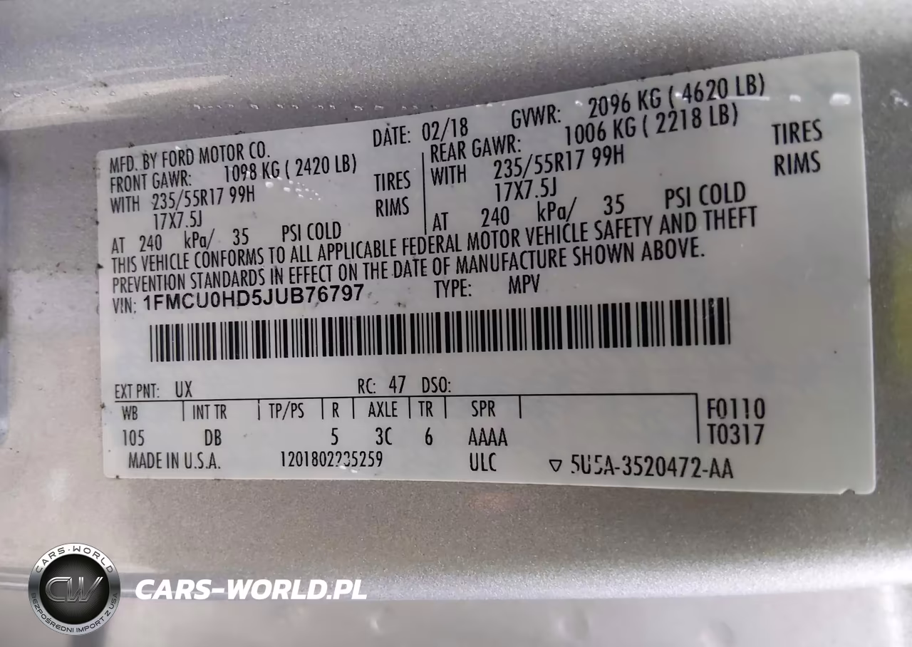 2018 Ford Escape Sel VIN:1FMCU0HD5JUB76797 - 9