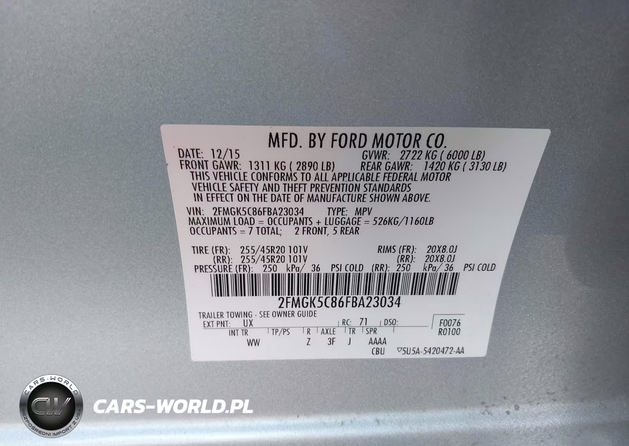 2015 Ford Flex Sel VIN:2FMGK5C86FBA23034 - 9