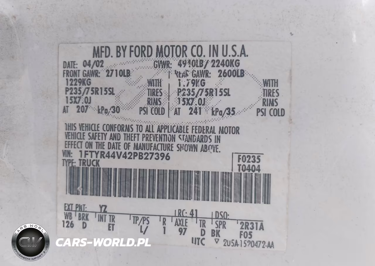 2002 Ford Ranger Edge-Tremor-Xlt VIN:1FTYR44V42PB27396 - 9