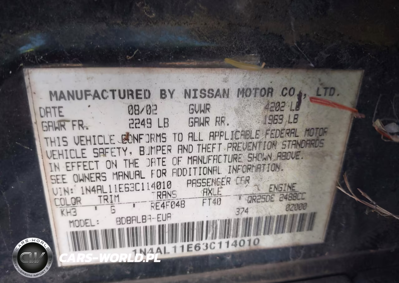 2003 Nissan Altima 2.5 Sl VIN:1N4AL11E63C114010 - 9