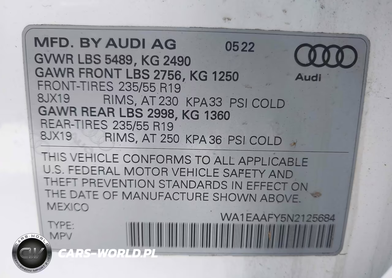 2022 Audi Q5 Premium Plus 45 Tfsi S Line Quattro S Tronic VIN:WA1EAAFY5N2125684 - 9
