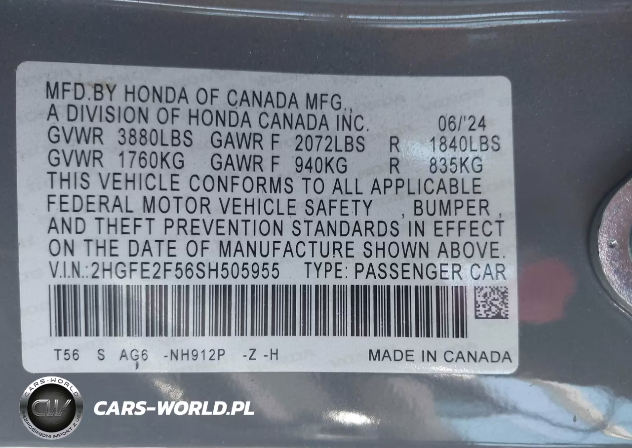 2025 Honda Civic Sport VIN:2HGFE2F56SH505955 - 9