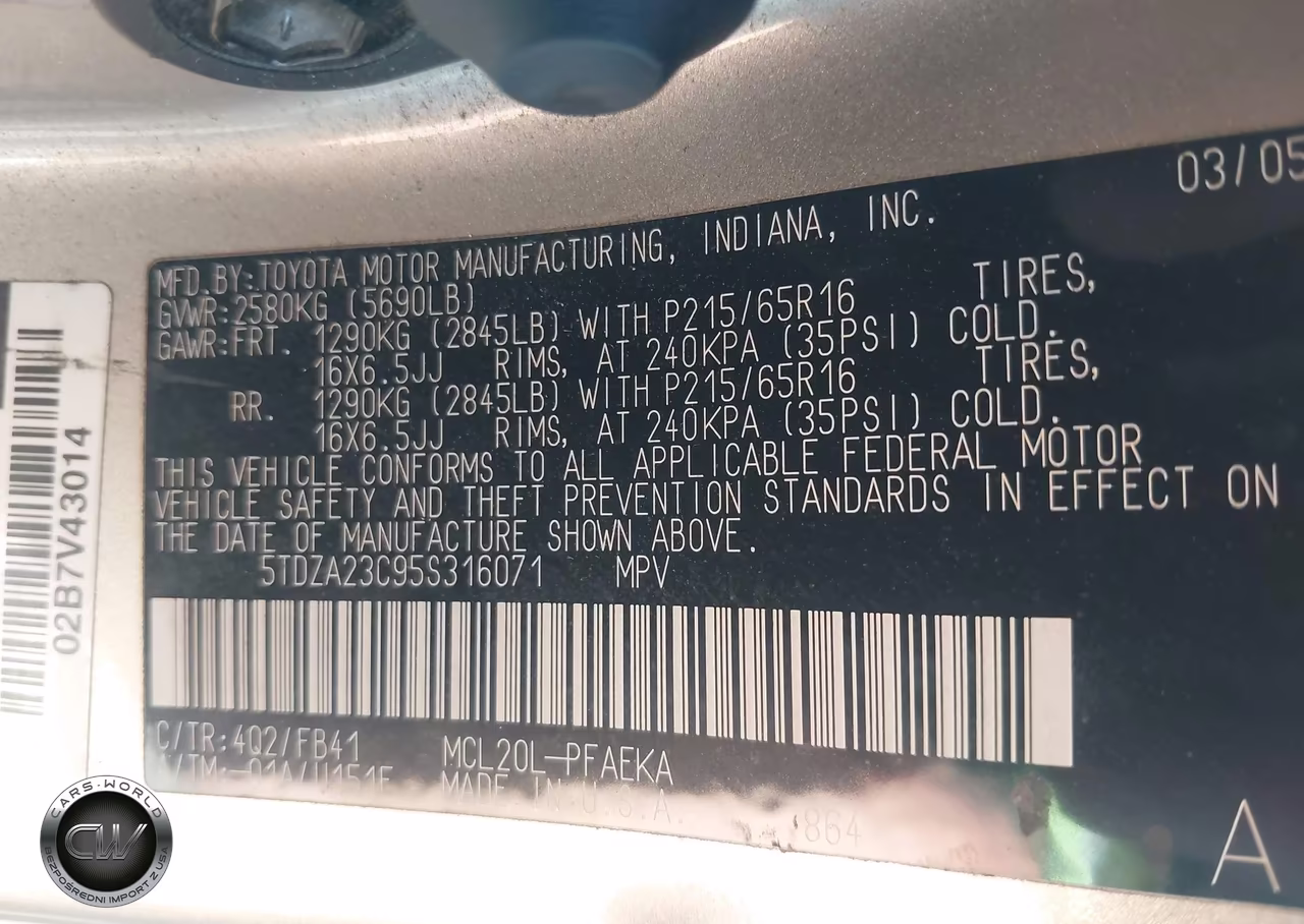 2005 Toyota Sienna Le VIN:5TDZA23C95S316071 - 9