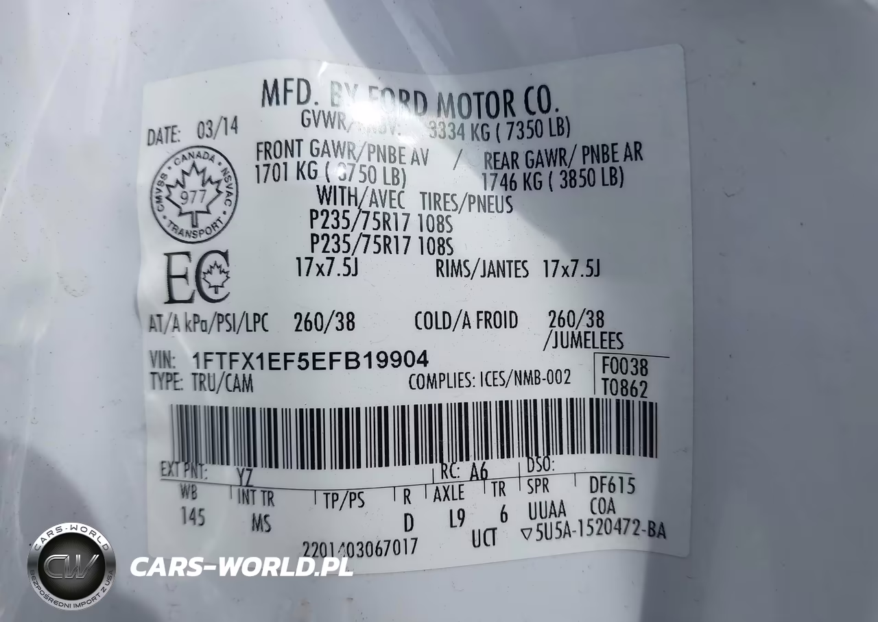 2014 Ford F-150 Xlt VIN:1FTFX1EF5EFB19904 - 9