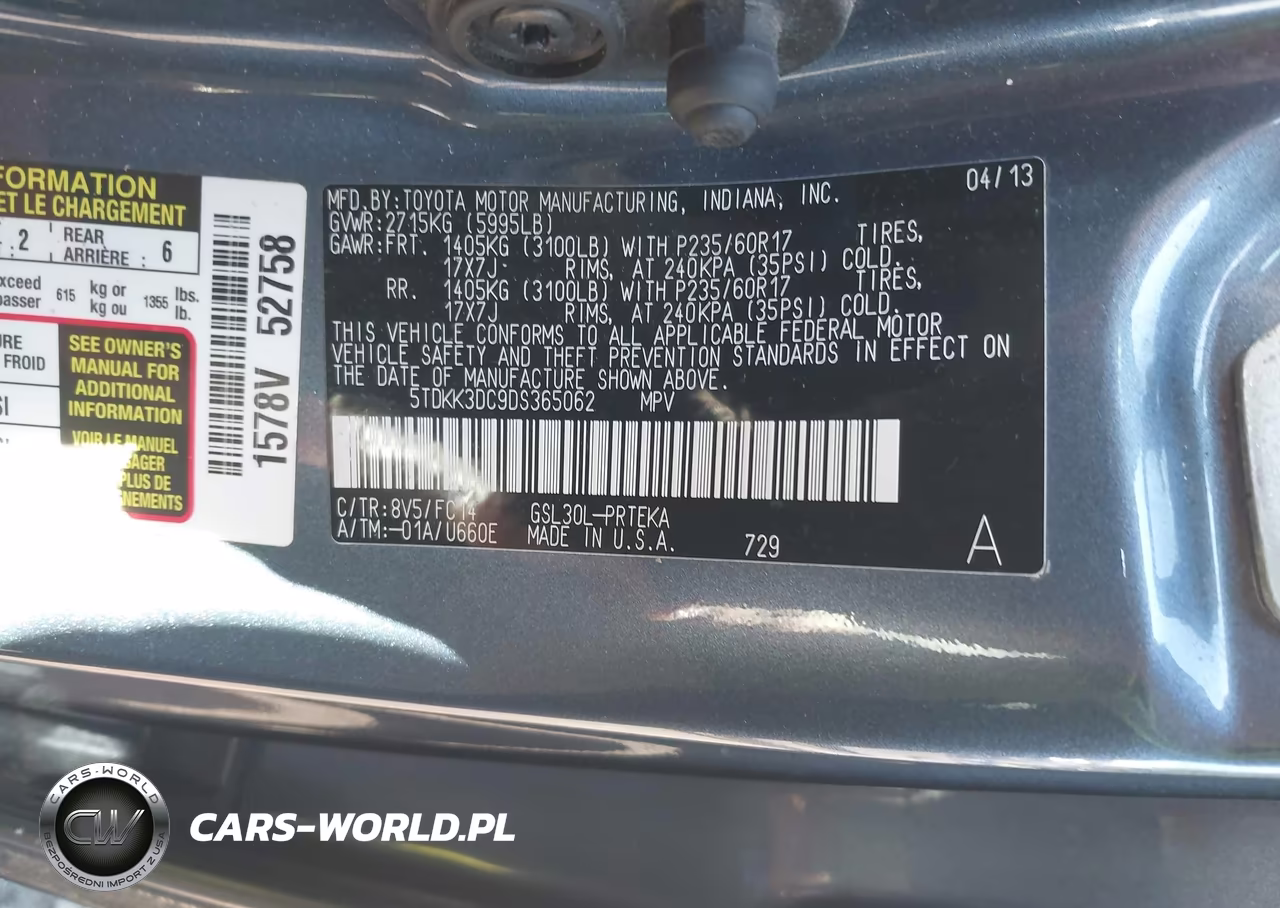 2013 Toyota Sienna Le V6 8 Passenger VIN:5TDKK3DC9DS365062 - 9