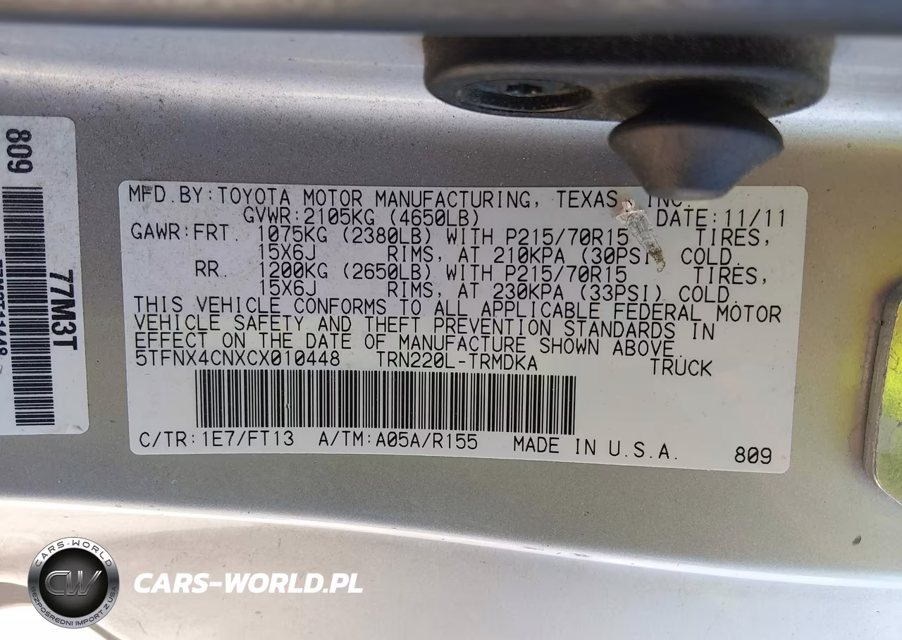 2012 Toyota Tacoma VIN:5TFNX4CNXCX010448 - 9