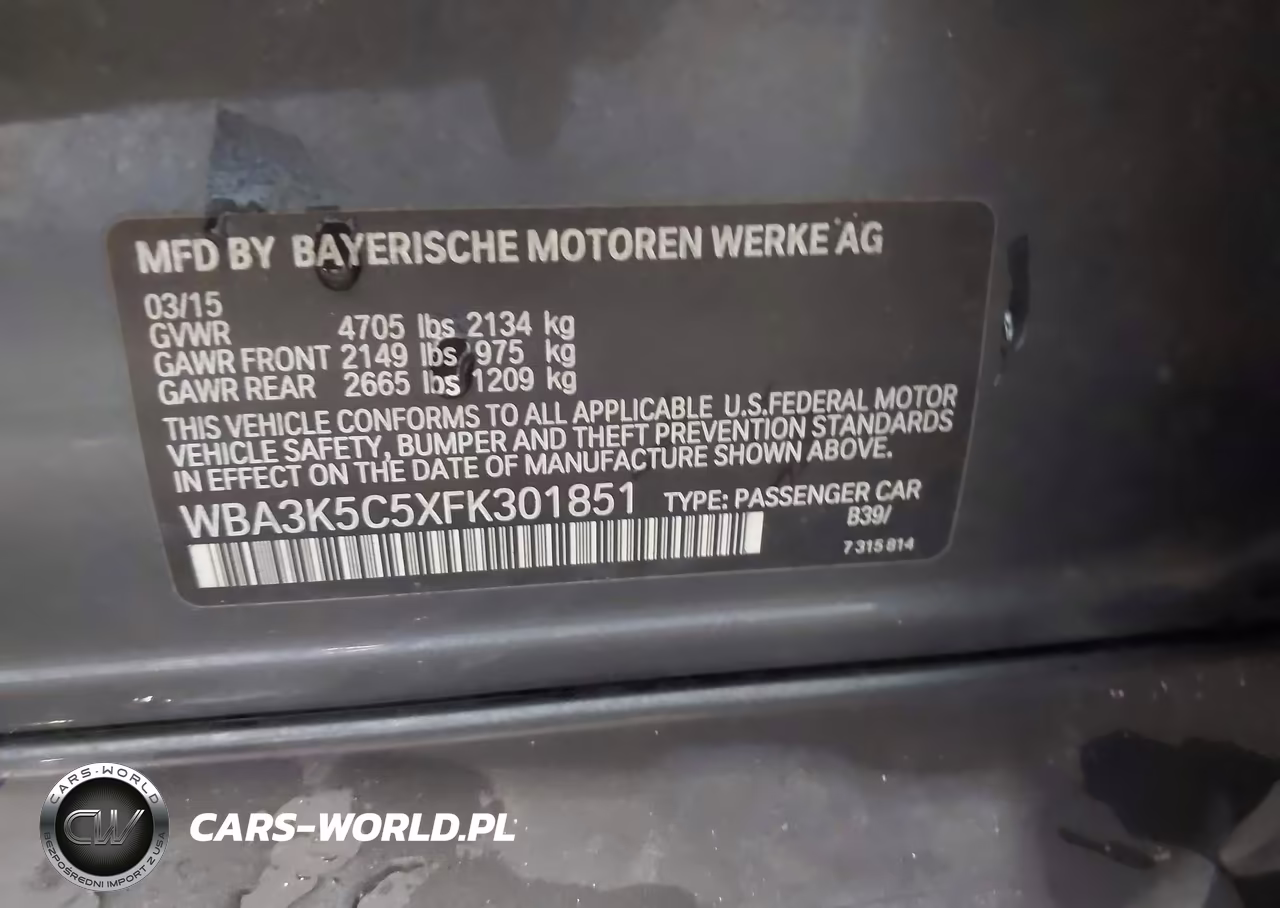 2015 BMW 328D xDrive VIN:WBA3K5C5XFK301851 - 9