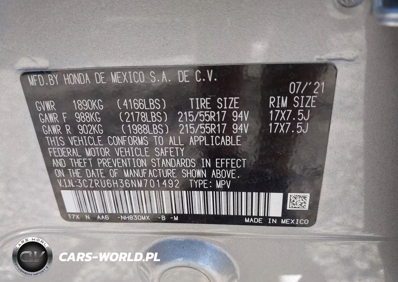 2022 Honda Hr-V Awd Lx VIN:3CZRU6H36NM701492 - 9