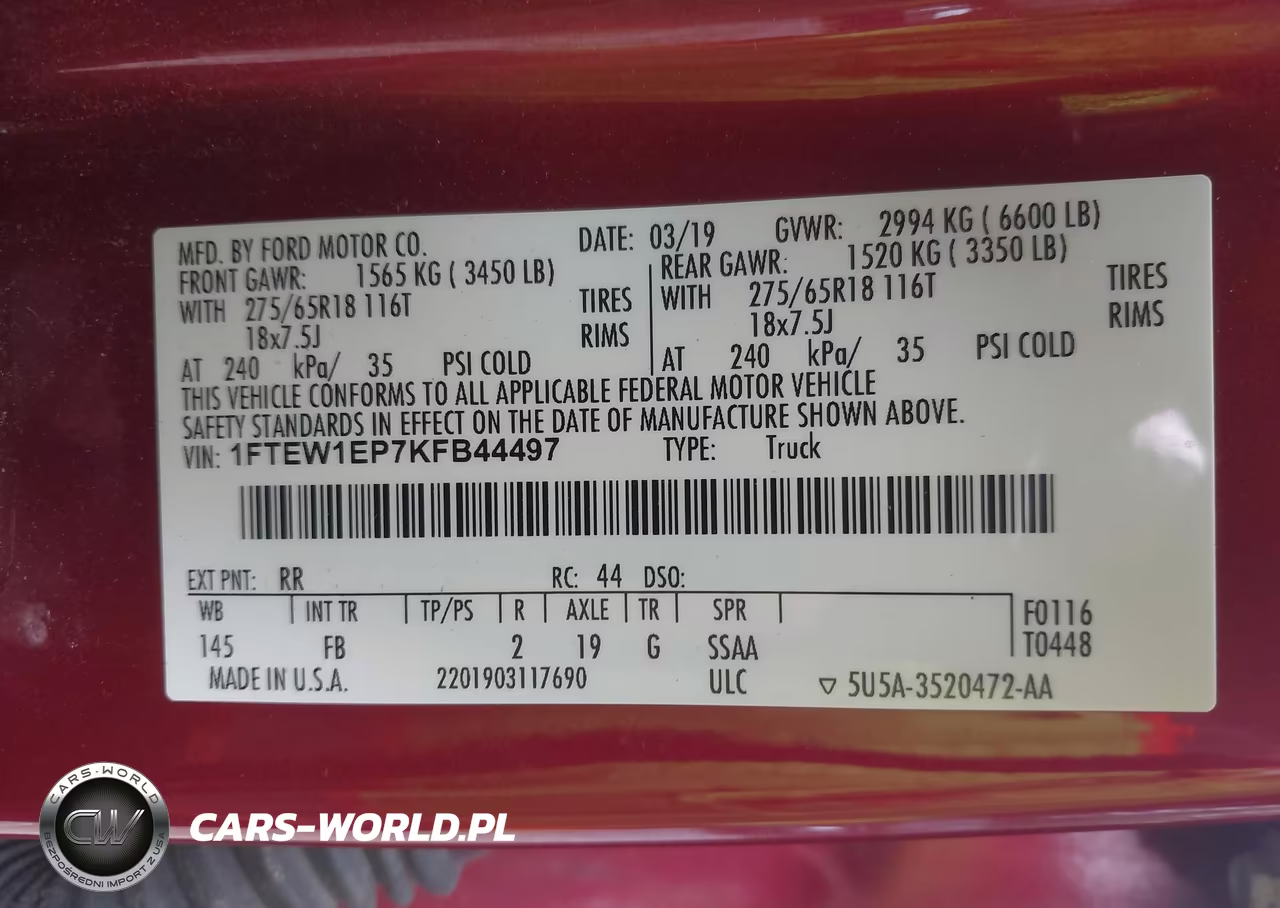 2019 Ford F-150 Xlt VIN:1FTEW1EP7KFB44497 - 9