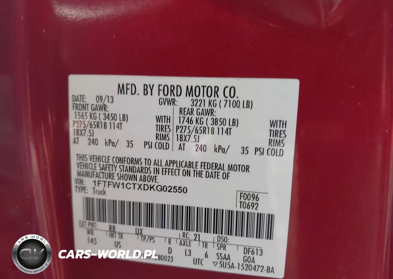 2013 Ford F-150 Xlt VIN:1FTFW1CTXDKG02550 - 9