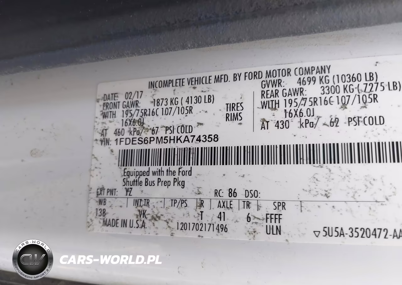 2017 Ford Transit-350 Cutaway VIN:1FDES6PM5HKA74358 - 9