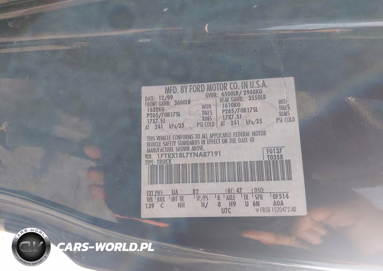 2000 Ford F-150 Lariat-Work Series-Xl-Xlt VIN:1FTRX18L7YNA87191 - 9