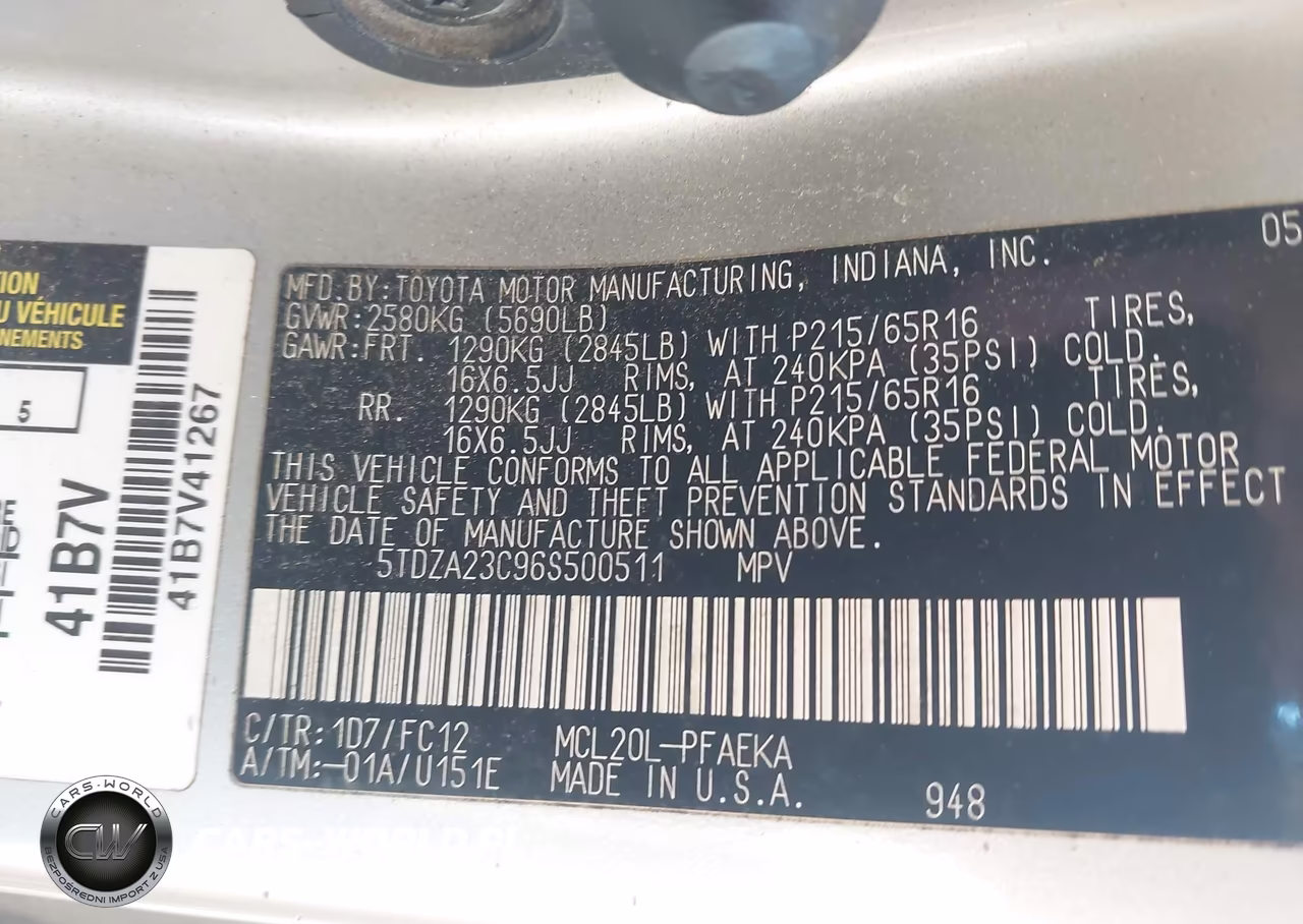 2006 Toyota Sienna Le VIN:5TDZA23C96S500511 - 9