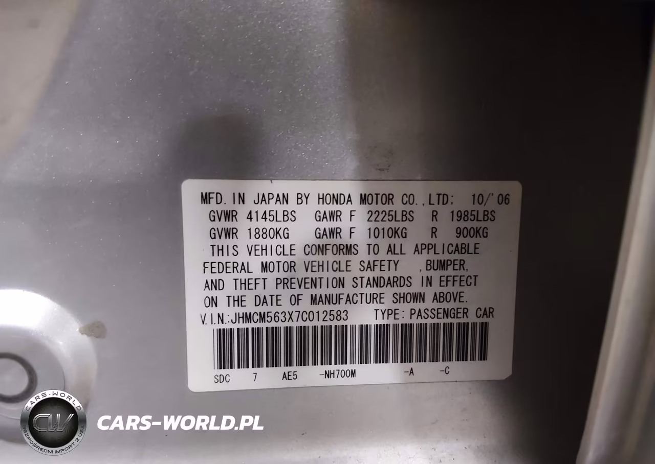 2007 Honda Accord 2.4 Se VIN:JHMCM563X7C012583 - 9