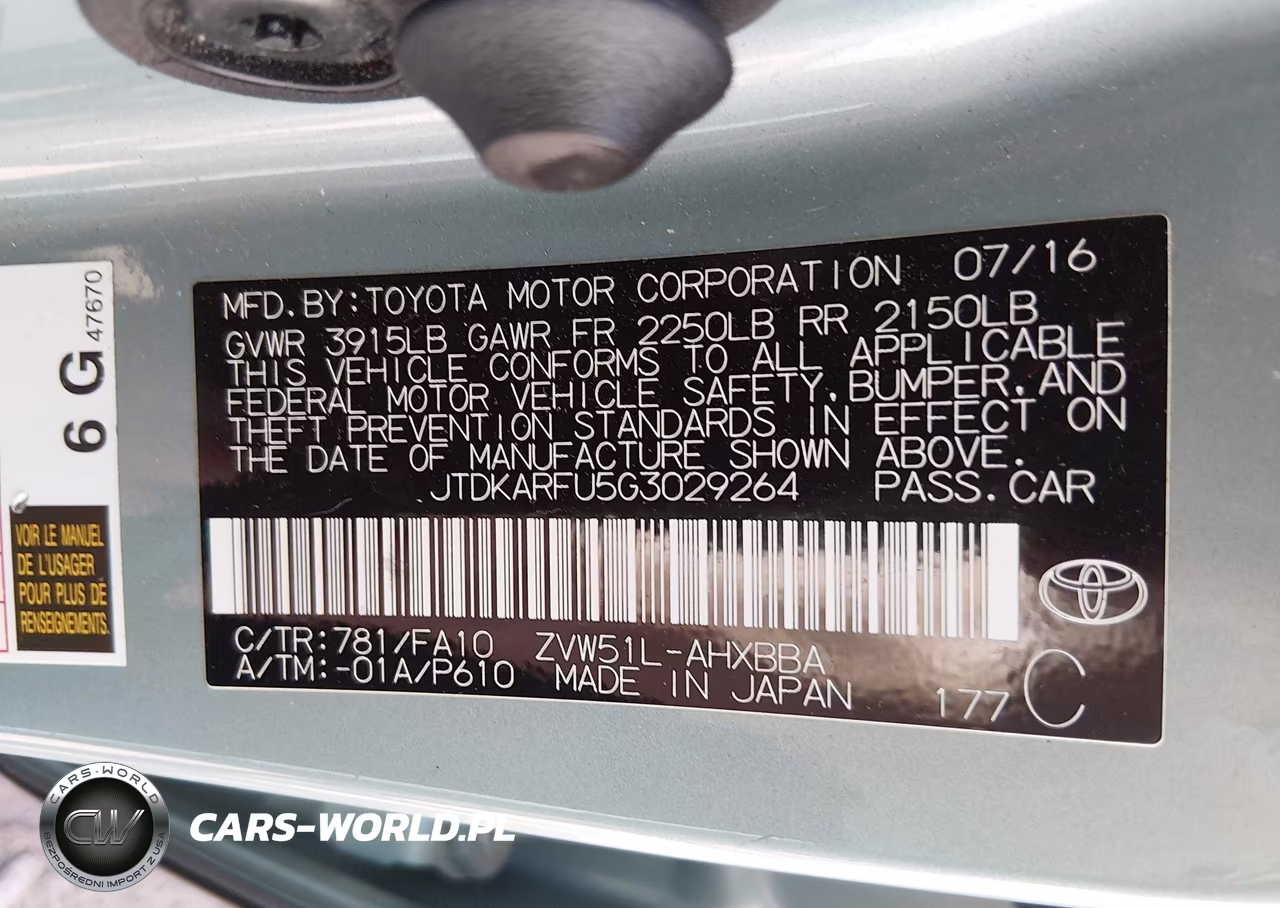 2016 Toyota Prius Two Eco VIN:JTDKARFU5G3029264 - 9