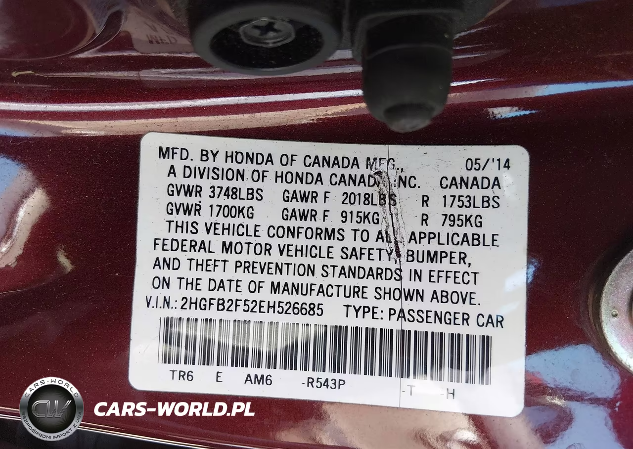 2014 Honda Civic Lx VIN:2HGFB2F52EH526685 - 9