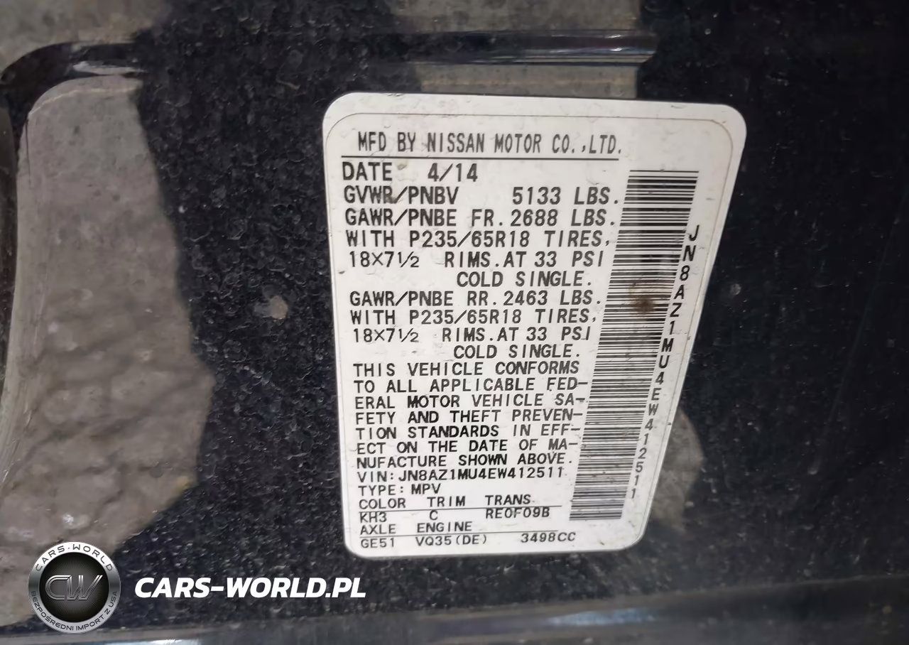 2014 Nissan Murano Sl VIN:JN8AZ1MU4EW412511 - 9