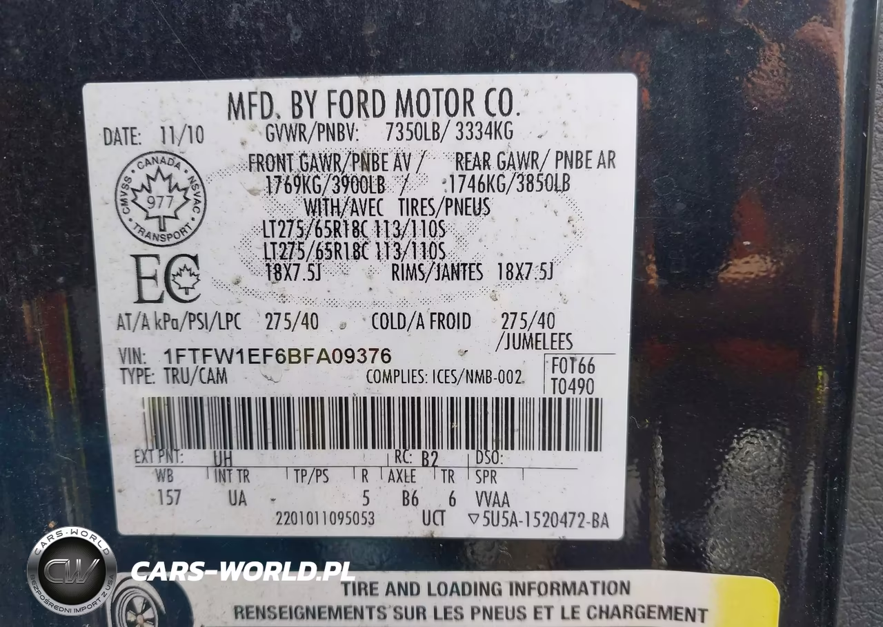 2011 Ford F-150 Xlt VIN:1FTFW1EF6BFA09376 - 9