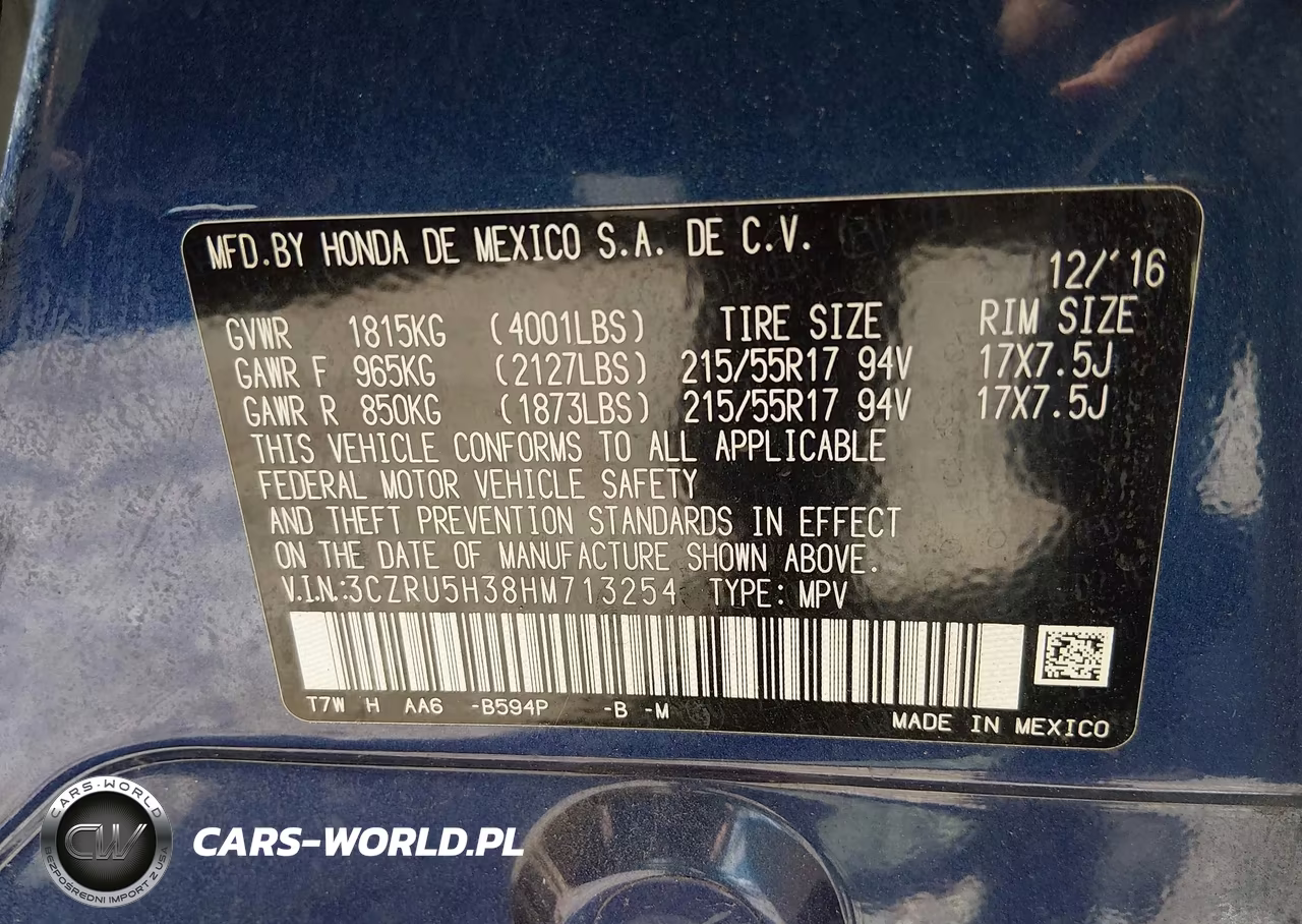 2017 Honda Hr-V Lx VIN:3CZRU5H38HM713254 - 9