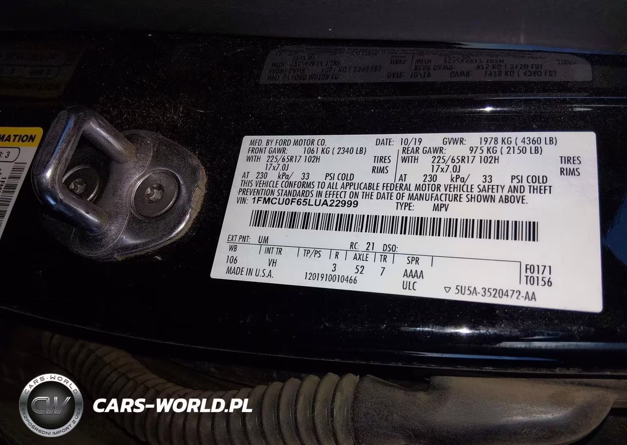 2020 Ford Escape S VIN:1FMCU0F65LUA22999 - 9