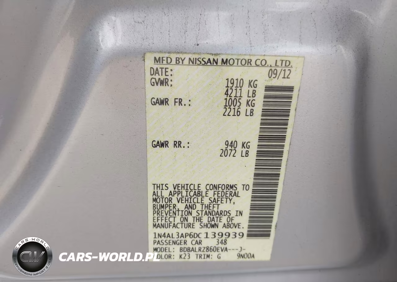 2013 Nissan Altima 2.5 S VIN:1N4AL3AP6DC139939 - 9
