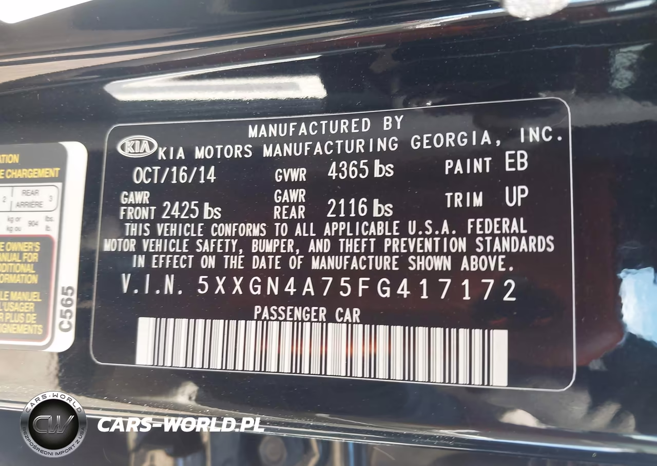 2015 Kia Optima Ex VIN:5XXGN4A75FG417172 - 9