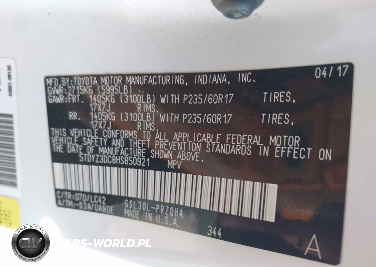 2017 Toyota Sienna Xle Premium 8 Passenger VIN:5TDYZ3DC8HS850921 - 9