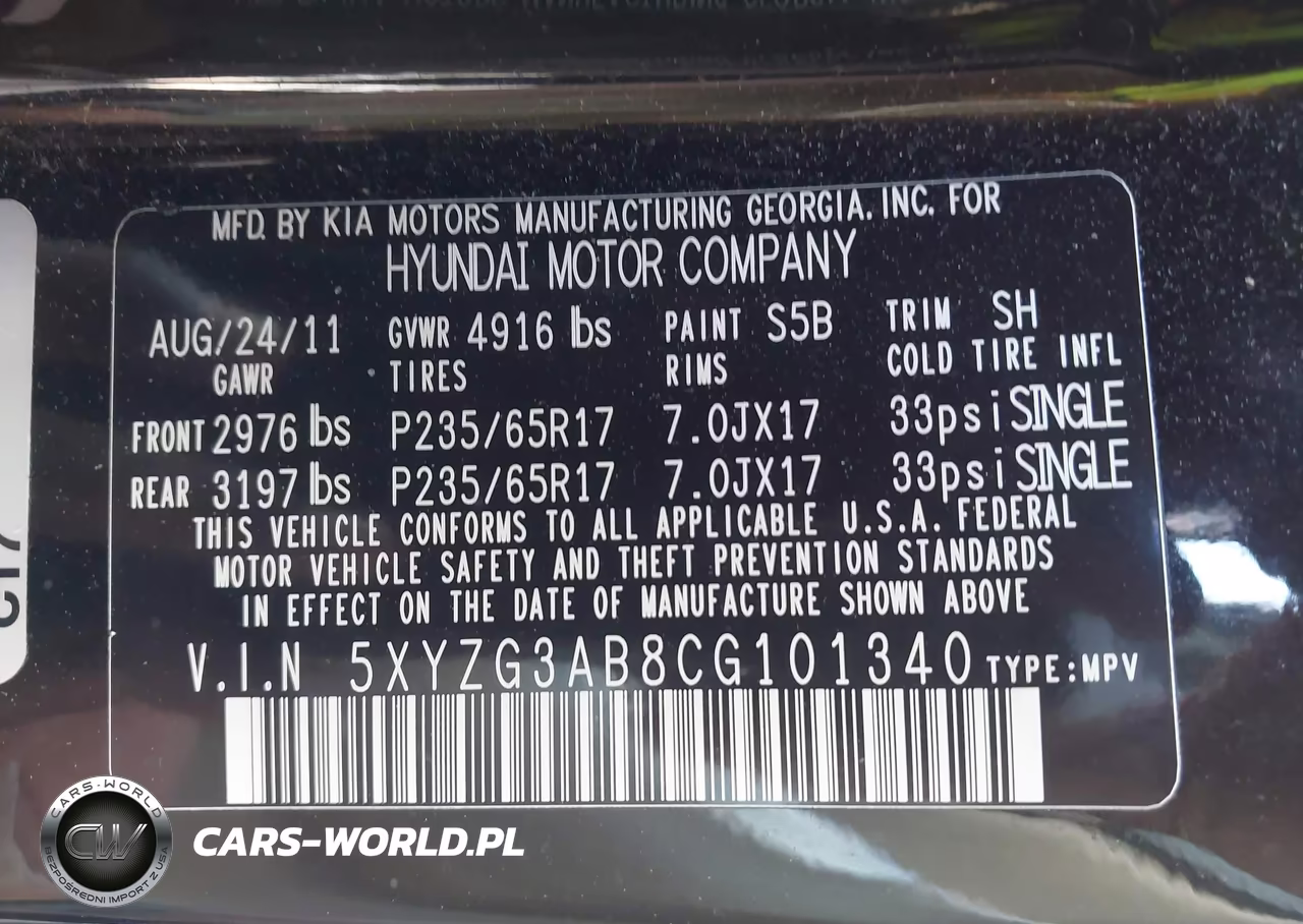 2012 Hyundai Santa Fe Gls VIN:5XYZG3AB8CG101340 - 9