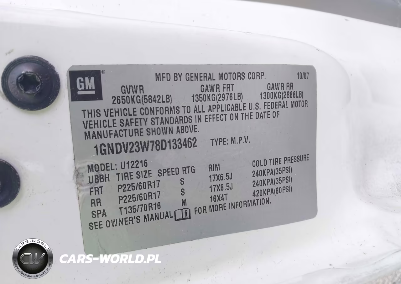 2008 Chevrolet Uplander Ls VIN:1GNDV23W78D133462 - 9