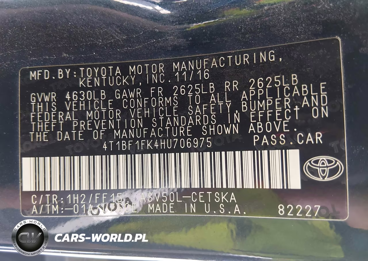 2017 Toyota Camry Se VIN:4T1BF1FK4HU706975 - 9