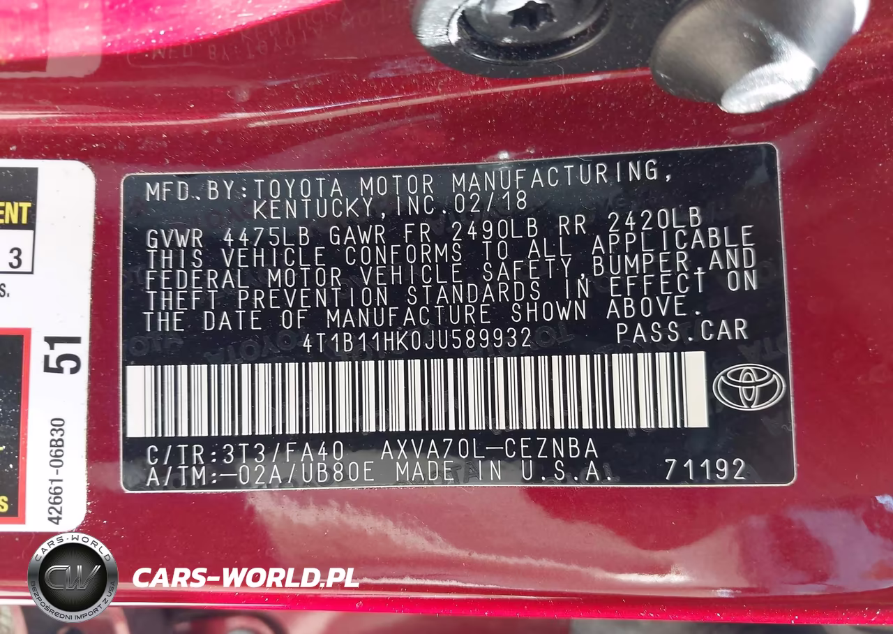 2018 Toyota Camry Le VIN:4T1B11HK0JU589932 - 9