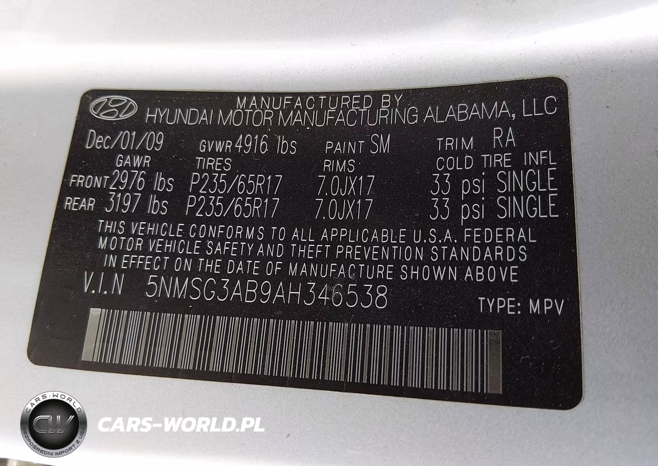 2010 Hyundai Santa Fe Gls VIN:5NMSG3AB9AH346538 - 9