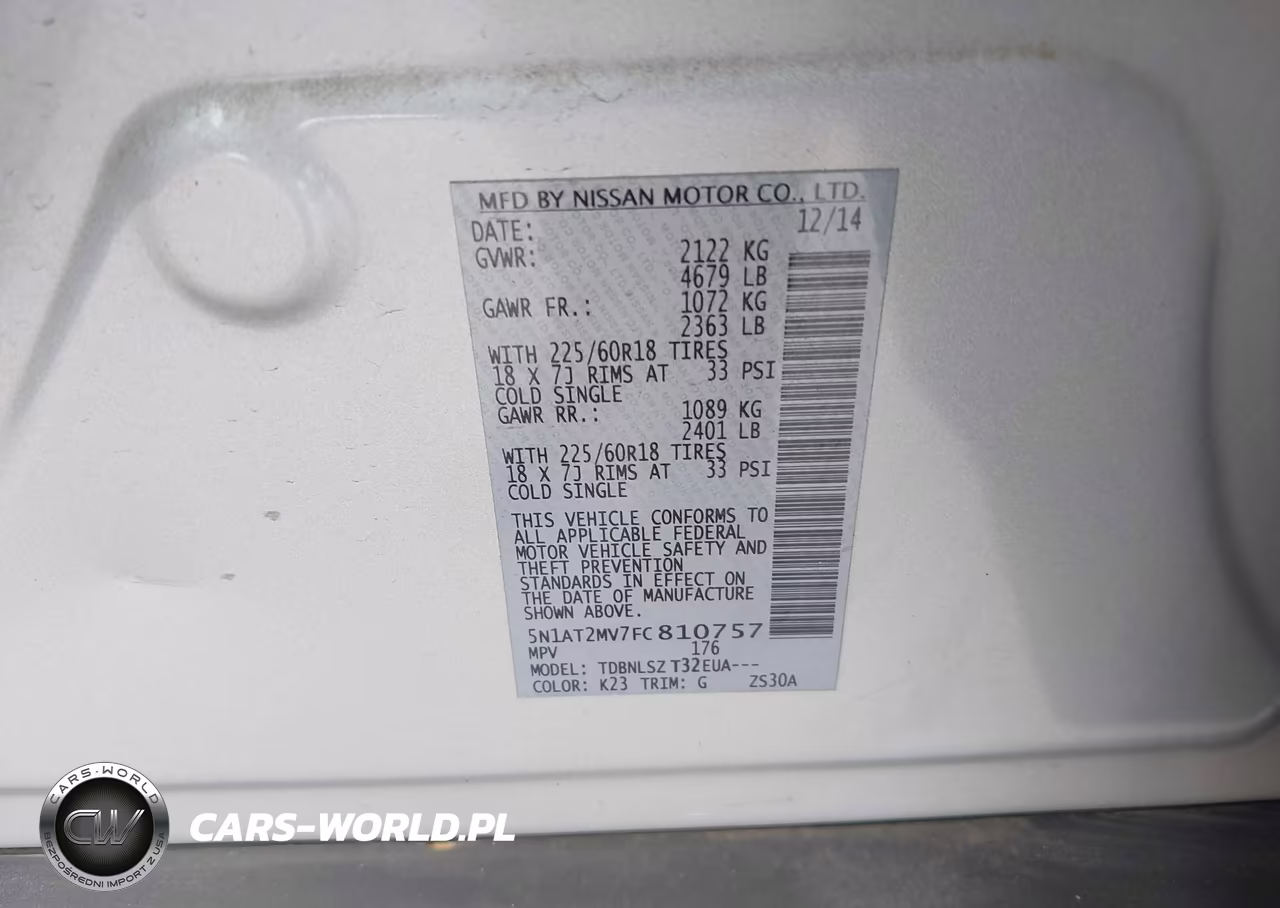 2015 Nissan Rogue Sl VIN:5N1AT2MV7FC810757 - 9
