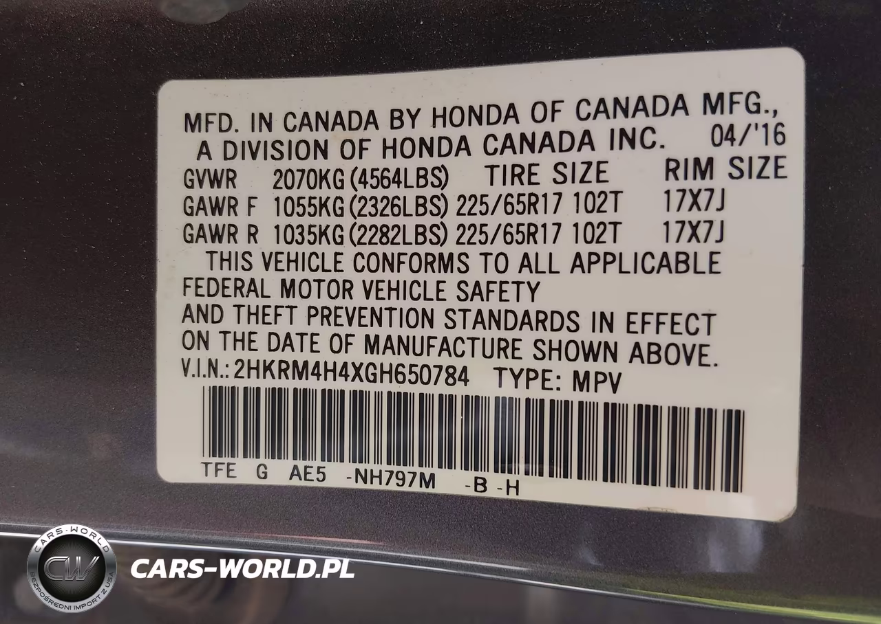 2016 Honda Cr-V Se VIN:2HKRM4H4XGH650784 - 9