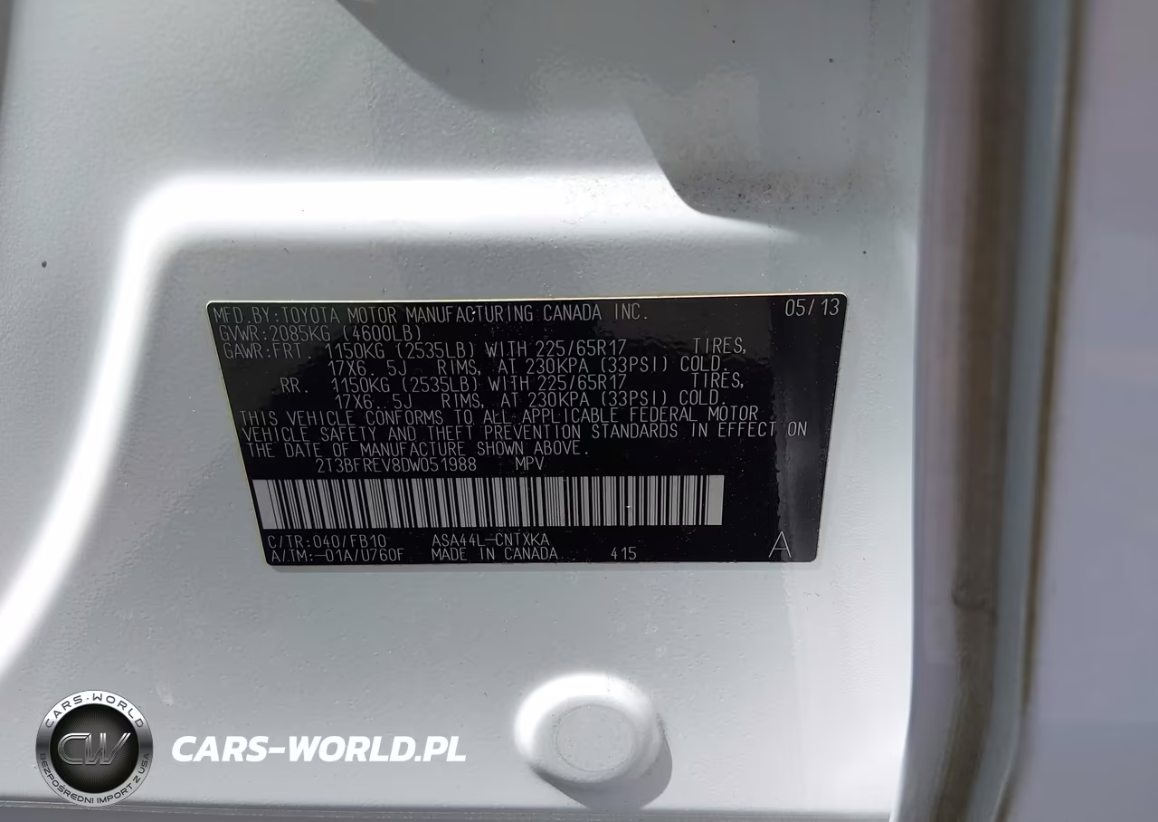 2013 Toyota Rav4 Le VIN:2T3BFREV8DW051988 - 9