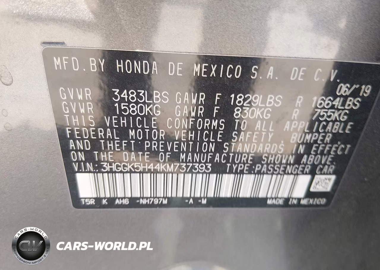 2019 Honda Fit Lx VIN:3HGGK5H44KM737393 - 8