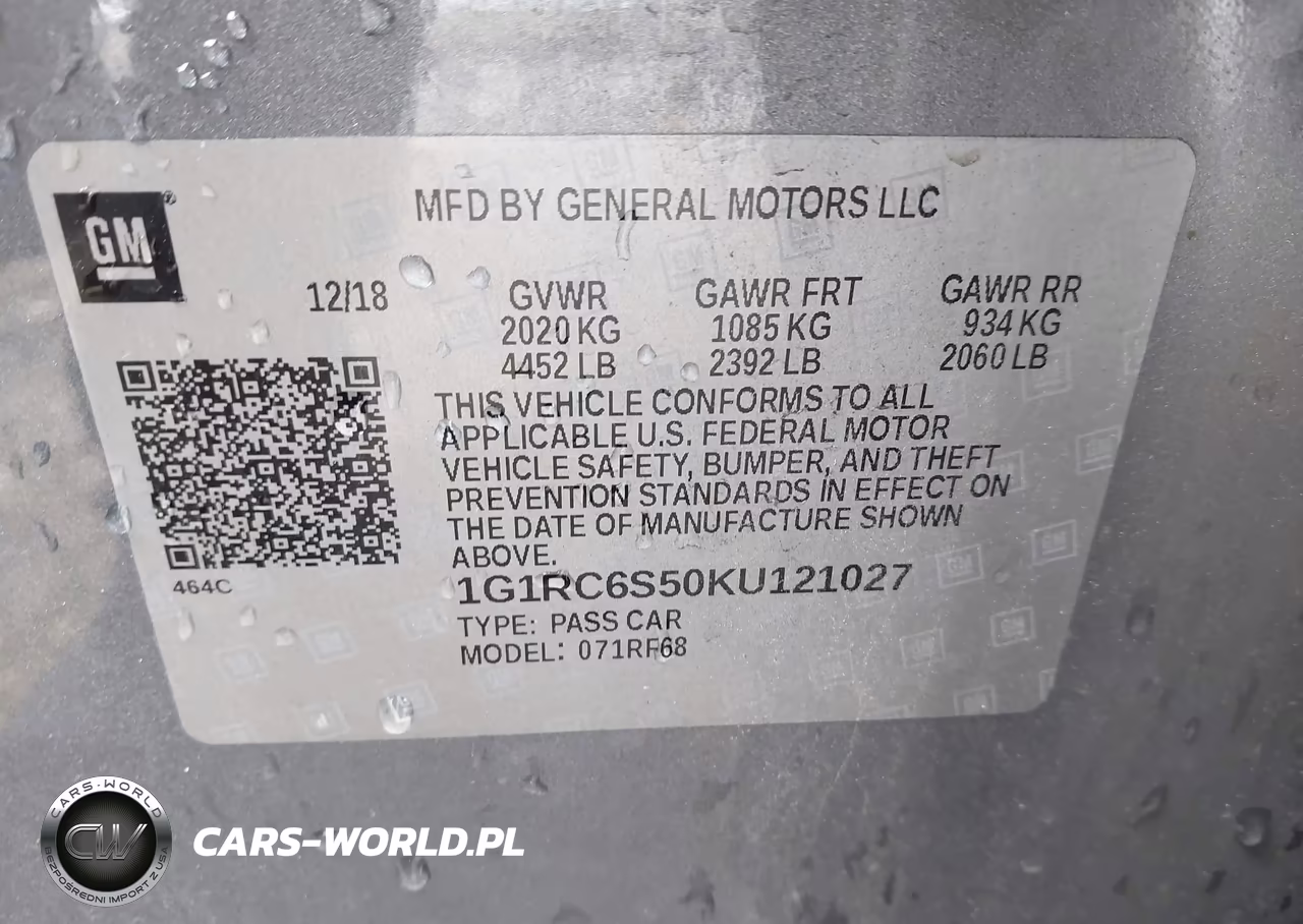 2019 Chevrolet Volt Lt VIN:1G1RC6S50KU121027 - 9