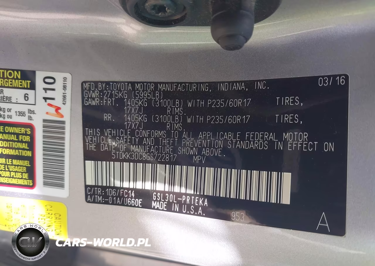 2016 Toyota Sienna Le 8 Passenger VIN:5TDKK3DC8GS722817 - 9